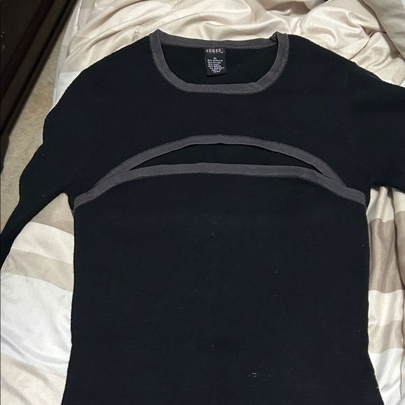 2 pc Guess Black Shrug Sweater and Tube Top with Gray Trim - Picture 4 of 6